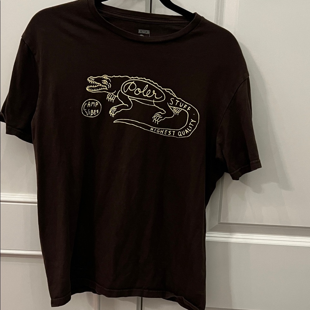 Poler Brown Tee with Reptile Graphic